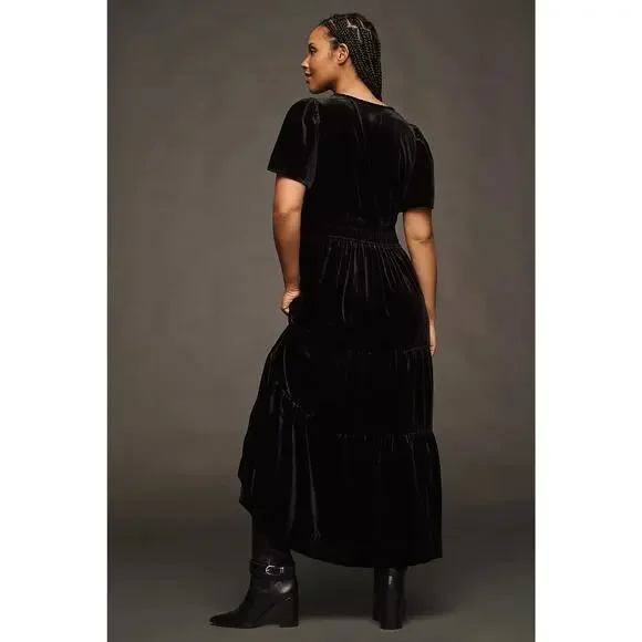 NWT Anthropologie The Somerset Maxi Dress: Velvet Edition $180 PLUS 1X Black - Picture 4 of 6